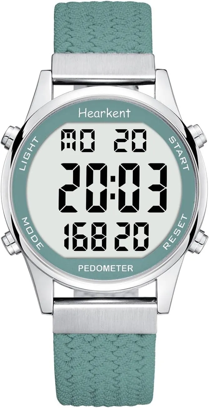 Hearkent Reloj podómetro para Mujer, grabación de calorías y Distancia, Alarma, Cuenta atrás, visualización de la Hora,sin Carga ni aplicación, 2401