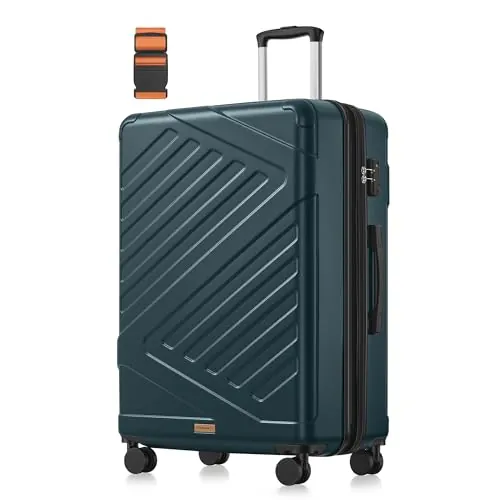 SONGMICS Maleta de Viaje, Maleta Grande, ABS, 75 x 50 x 30 cm | Maleta Rígida de Viaje, Candado TSA, Correa Incluida, 4 Ruedas Dobles, Talla XL, Verde grisáceo, Colección TREVO RLP003C101