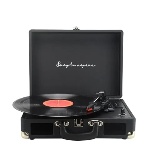 PRIXTON Tocadiscos de Vinilo Vintage VC400, Reproductor de Vinilos y Música por Bluetooth y USB, Digitalización de vinilos, 2 Altavoces Incorporados, Diseño de Maleta, Color Negro