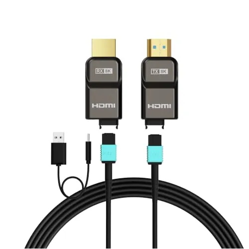 RUIPRO HDMI 2.1 8K, fibra óptica pura, desmontable, blindado, 48Gbps, 25 m