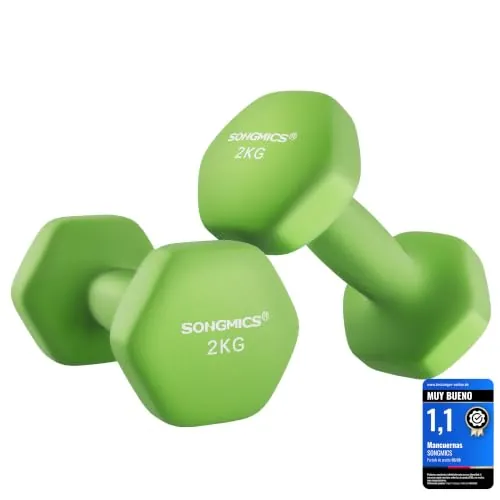 SONGMICS Juego de 2 Mancuernas Hexagonales, 2 x 2 kg