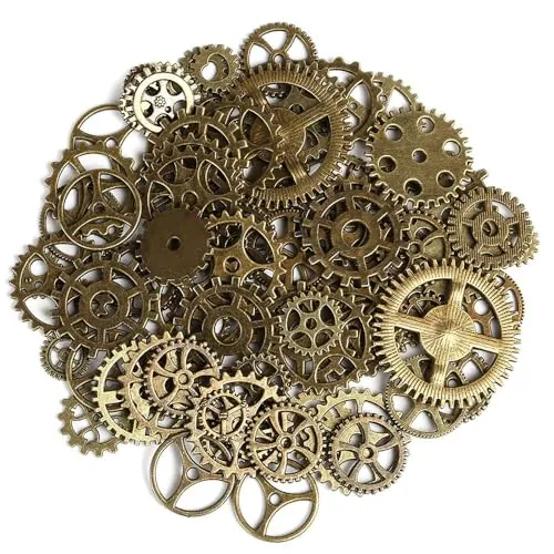50g Steampunk Gears, Set de Colgantes Metálicos Vintage para Joyería DIY, Accesorios Cosplay y Manualidades.
