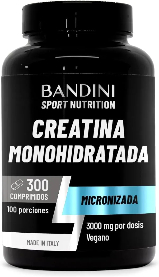 Bandini® Creatina Monohidratada 300 Comprimidos, 3.000mg por dosis, + 3 Meses, Creatina Vegana, Insípida, para 100 días de suministro, Aumenta la resistencia, Creatine Monohydrate 100% vegana