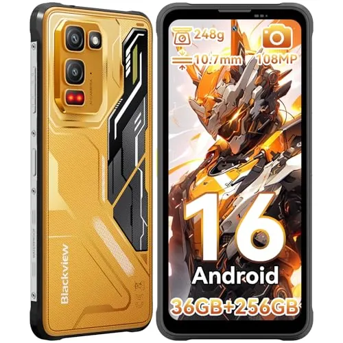 Blackview Fort 5 Android 16 Movil irrompible, 248g/10.7mm Ultra-Thin-Teléfono Movil, 6.78'' 120Hz, 108MP+50MP+13MP Visión Nocturna, 36GB+128GB/TF 2TB Mobile Rugged, Gemini AI/NFC/GPS/IP69K/700 Nits