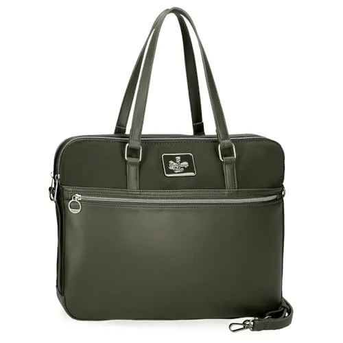 Pepe Jeans Christine Maletín para Portátil Verde 40x30x5 cms Poliéster con Detalles en Piel Sintética by Joumma Bags