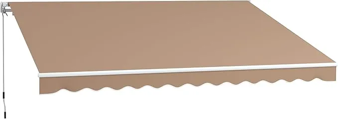Outsunny Toldo Manual Retráctil 350x250 cm, Toldo Exterior Terraza con Ángulo Ajustable, Brazo Articulado, Montaje a Pared, Estructura de Aluminio, Anti-UV e Impermeable, para Jardín, Marrón