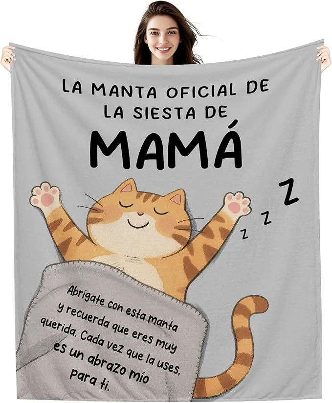 Amorea La Manta Oficial de la Siesta de mamá Manta para mamá de Parte de su Hija Hijo Cumpleaños Día de la Madre Mejor Madre Recordatorio