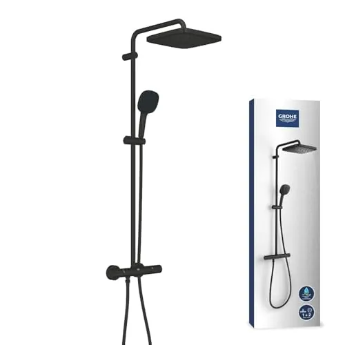 GROHE Vitalio Comfort 250 Quickfix, Sistema de ducha con termostato incorporado 2 chorros (Rain, Jet), Negro Mate 266962431