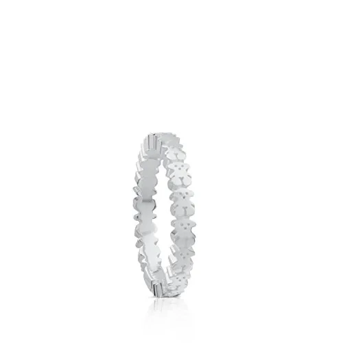 TOUS Anillo de Plata de Primera Ley para Mujer con Motivo de Osos, Talla 14, Elegante y Versátil, Colección Straight