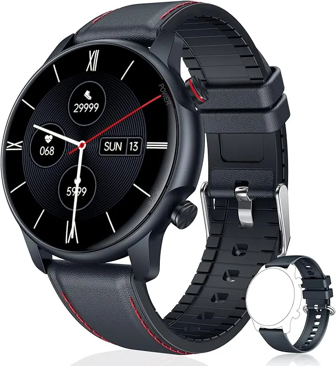 Smartwatch Reloj Inteligente Hombre Pulsómetro: Impermeable IP68 Digital Pulsera Actividad con Monitor de Sueño Calorias Cronometro Podómetro 1.32 Pulgadas Reloj Deportivo para iOS Android