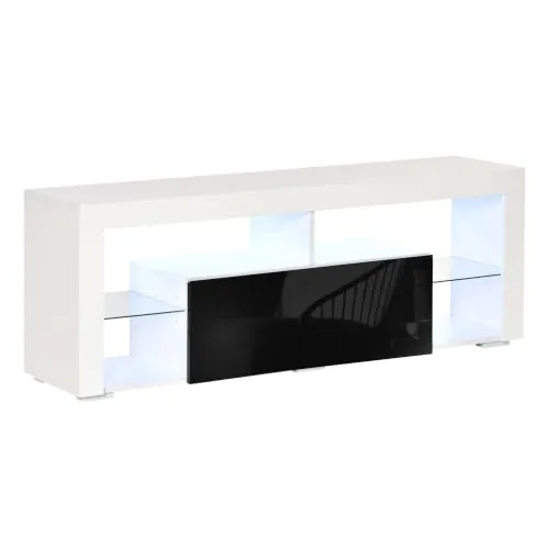 HOMCOM Mueble de TV para Televisiones de 55”Pulgadas 140x35x52 cm Blanco