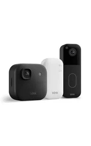 Cámara exterior 2K+ Blink + Videotimbre Blink adicional — cámara de seguridad inteligente inalámbrica, resolución de vídeo 2K, módulo de sincronización básico Incluido: sistema de 1 cámara, Negro