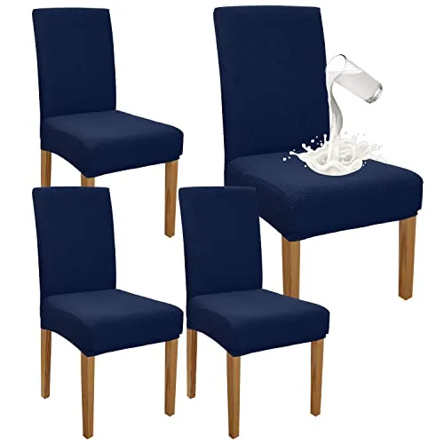Granbest Juego de 4 Fundas Impermeables para sillas de Comedor de, elásticas, para Comedor, protección para sillas extraíbles, para Banquetes, Cocina, Fiestas (Juego de 4, Azul Marino)