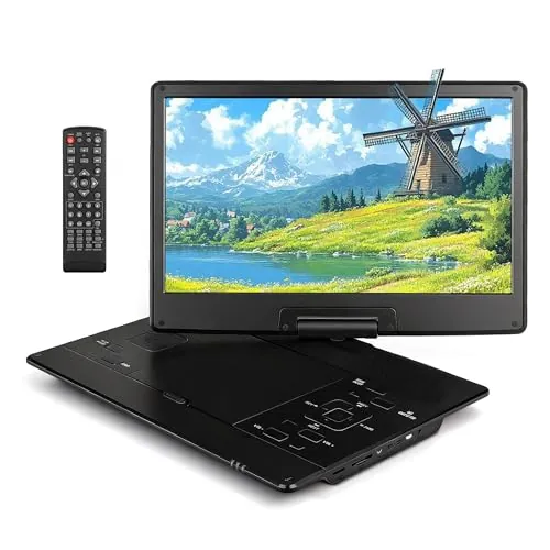 Reproductor CD/DVD portátil de 17,5'' con pantalla HD giratoria de 15,6'', compatible con CD/MP3/USB/tarjetas SD, con batería y sonido estéreo, para uso en el coche o como unidad externa para la telev