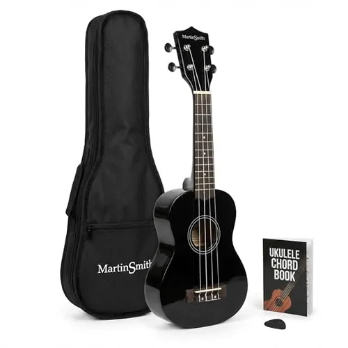 Martin Smith UK-212-BK Ukelele Soprano Ukulele con Bolsa - Negro, 21"
