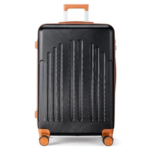 LEADZM Maletas de Viaje Grandes 23 Kilos (Negro-Marrón, XL/75CM)