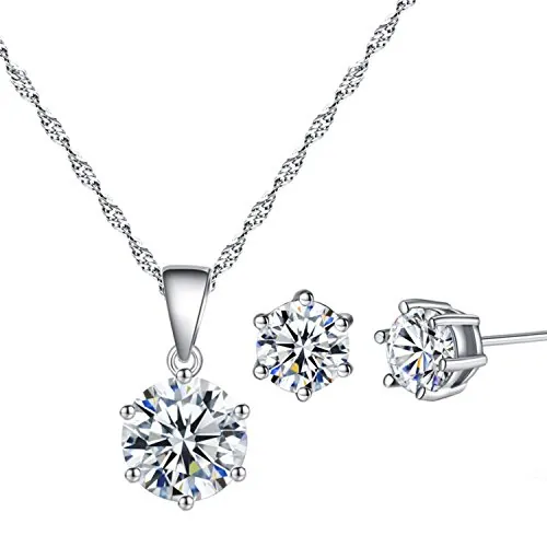 YAZILIND plateado joyeria conjunto Cubic Zirconia collar diamante Cz colgante collar pendiente montante para las mujeres