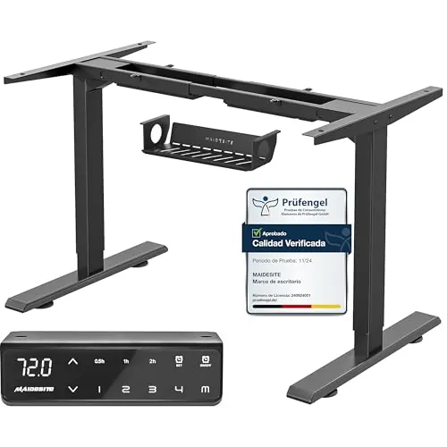 MAIDeSITe Mesa de pie eléctrica Ajustable en Altura 2 Patas Elevadoras con Motor Dual Negro