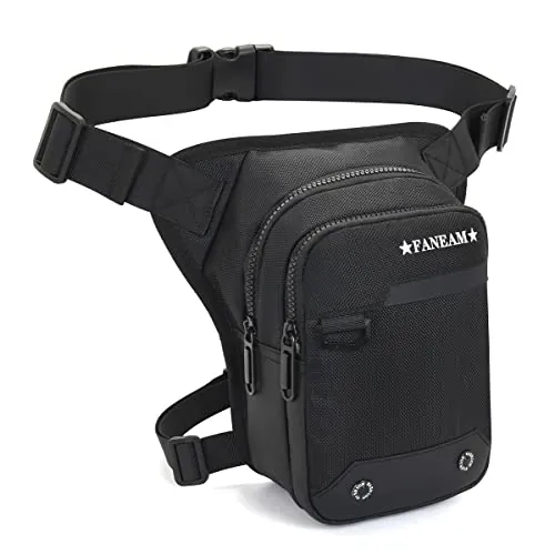 Faneam Bolsa Pierna Moto Hombre Táctica Bolsa de Pierna Impermeable Riñonera de Pierna Deportiva Bolsa Pierna Moto Multifunción para Ciclismo Pesca Camping Senderismo, Negro