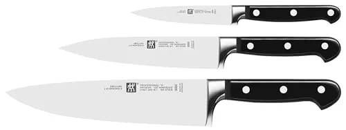 ZWILLING Professional S set de cuchillos de cocina, 3 piezas, acero especial inoxidable, negro, Made in Germany