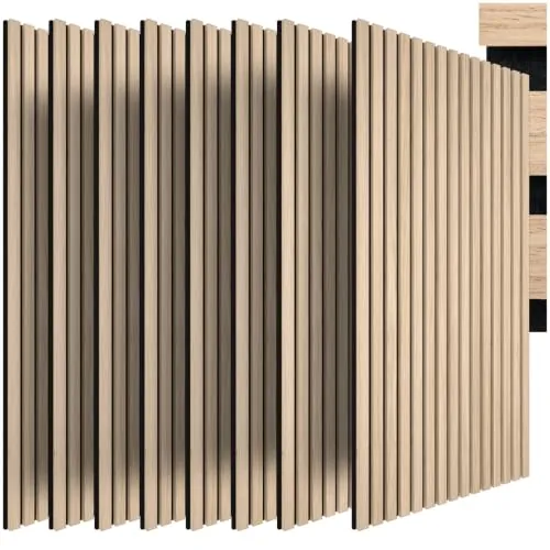 tectake® Paneles Acústicos 110x50 cm, Madera Auténtica, 3D, cortables