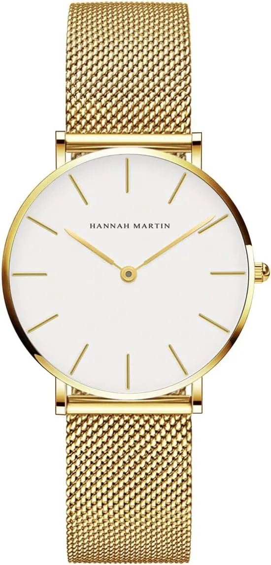 HANNAH MARTIN Reloj de Cuarzo para Mujer Banda Malla Acero Inoxidable Ultra Delgado