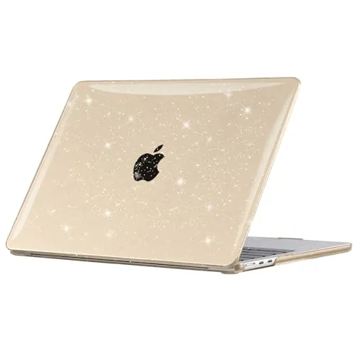 EooCoo para Funda MacBook Air 13 Pulgadas M5-M2 Glitter Blanco Estrella
