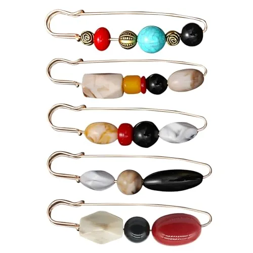 5 Pcs Broches para Damas,Clips de Cuello de Cárdigan Broches Vintage Imperdibles de Seguridad para Cuello Decorativo Clips de Suéter Cadena de Suéter Vintage Clip Broche de Perlas Vintage (Color)