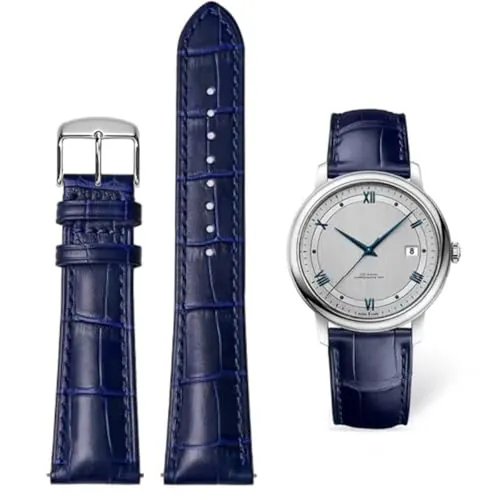 AIYIRUO Correa de Reloj Cuero Correas de Cocodrilo Correas de Cuero Suaves y Duraderas Reemplazan Cadenas de Relojes de Acero Inoxidable Metal Plata Botones de Oro, Hombres y Mujeres (12mm -24mm)