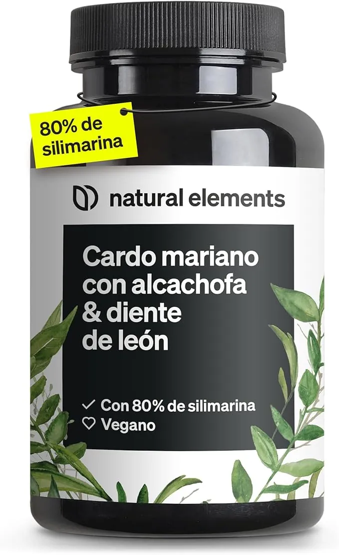 Complejo de cardo mariano, alcachofa y diente de león - 120 cápsulas - Alta dosificación con 80% de silimarina - Sin estearato de magnesio, vegano