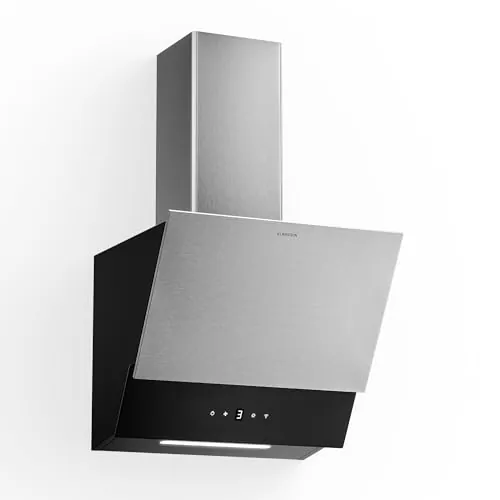 Klarstein Verosteel Campana Extractora 45 cm - 624 m³/h, Eficiencia A++, LED, Táctil, Filtro Carbón, Acero Inoxidable & Cristal, Silenciosa, Decorativa, Extractor Cocina