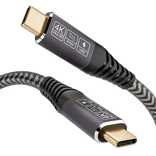 CAKOBLE Cable USB C a USB C de 0.5M 20 Gbps, USB 3.2 Gen2, 100W 20V/5A Carga Rapida, 4K @ 60Hz Para Teléfonos Móviles, Tabletas, Concentradores, Monitores, Dispositivos