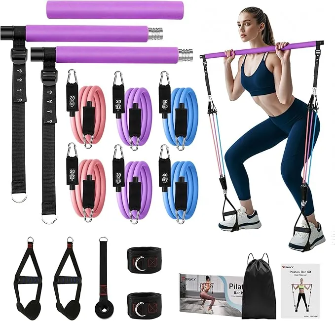 Fokky Gomas Elasticas Musculacion, 5 Diferentes Niveles de Bandas Elasticas Musculación con Anclaje para Puerta, Asas, Correa para Tobillo, Ideal para Pilates, Yoga, Desarrollo Muscular