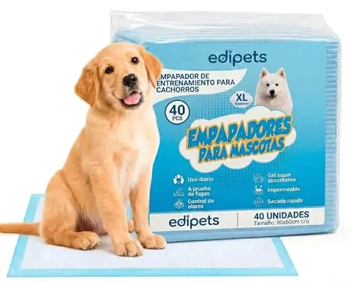 Edipets, Empapadores Perros, 90x60 cm, (Blanco - 40 Unidades), Alfombrillas Desechables para Mascotas, Toallitas de Entrenamiento y Adiestramiento, Absorbentes, Resistente a Prueba de Fugas