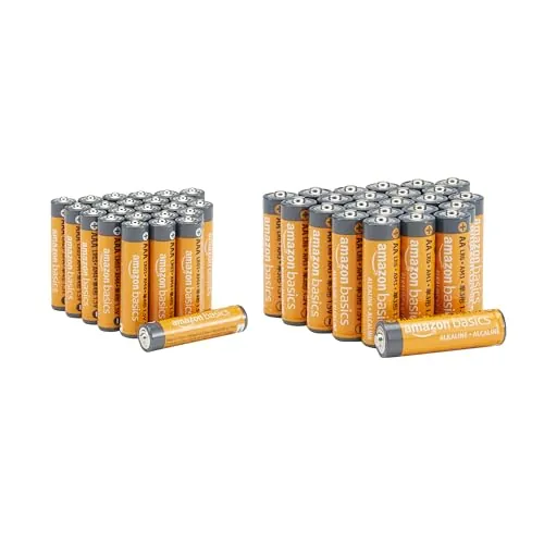 Amazon Basics - Paquete de 48 pilas alcalinas AA y AAA de alto rendimiento, 24 pilas AA y 24 pilas AAA, 1,5 voltios, vida útil de 10 años