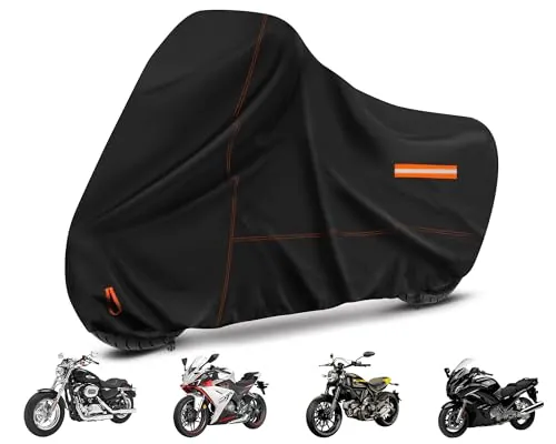 Enzeno Funda Moto Exterior Impermeable 245x105x125cm,Cubierta Moto Exterior