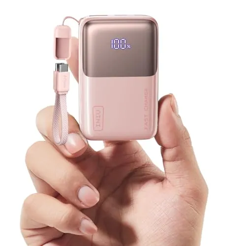 INIU Power Bank, Ultra Mini 45W Carga Rápida 10000mAh Bateria Externa con Cable USB C Desmontable, Apto para Avión & Esenciales de Viaje, Bateria Portatil para iPhone 17 16, Xiaomi, Morado Claro