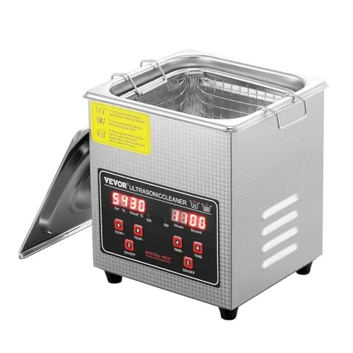 VEVOR Limpiador Ultrasónico 2L, Bandeja Ultrasónica Digital de Acero Inoxidable con Calefacción Tiempo y Temperatura Ajustable Dispositivo de Limpieza Ultrasónica para Joyería Gafas Relojes