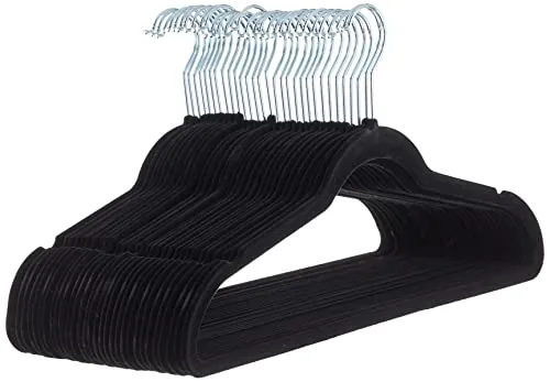 Amazon Basics Perchas de Terciopelo para Trajes - Paquete de 30, Negro