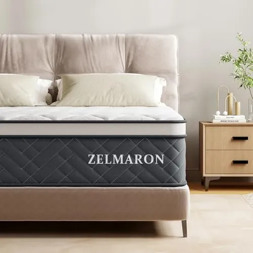 Zelmaron Colchón 180x200 cm Híbrido, Altura 25 cm, Muelles Ensacados y Espuma HR, Firmeza H3, Certificado Oeko-Tex, Transpirable, Ergonómico, 7 Zonas de Confort