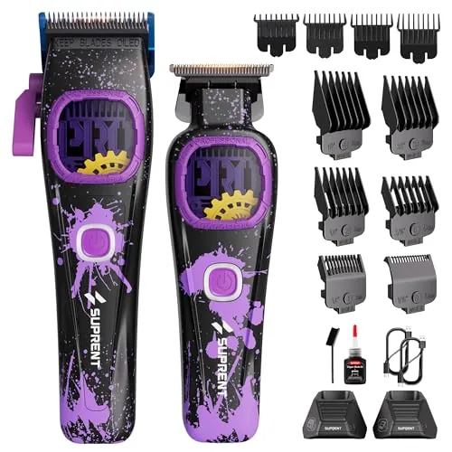 SUPRENT Máquinas Cortar Pelo Profesional, Cortapelos Inalámbrico-Morado