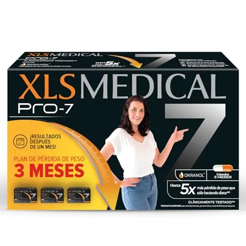 XLS Medical Pro7 Pack 3 meses de tratamiento (540 comprimidos). Origen natural. Pierde hasta 5 veces más peso que sólo haciendo dieta