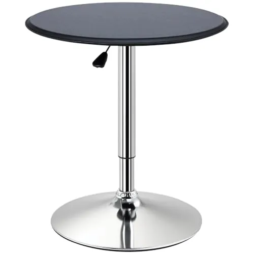 HOMCOM Mesa de Bar Redonda Ajustable en Altura 67-93 cm Negro