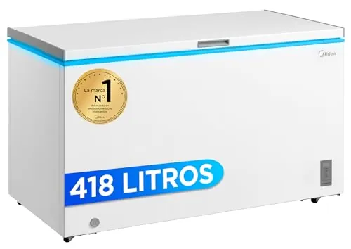 MIDEA Arcon Congelador Pequeño de 418L | Congelador Horizontal Convertible a Frigorífico con Motor Inverter, Control Electrónico de Temperatura, Cestas con Asa | Arcón Silencioso 41 db Bajo Consumo