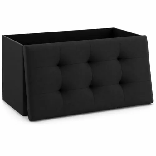 T-LOVENDO.ES Puff o Banco de almacenaje Plegable | Taburete Reposapiés Otomana | Baúl de Almacenamiento para Cama, Dormitorio, salón, Comedor o Recibidor | 38x76x38cm | Soporta 300kg.