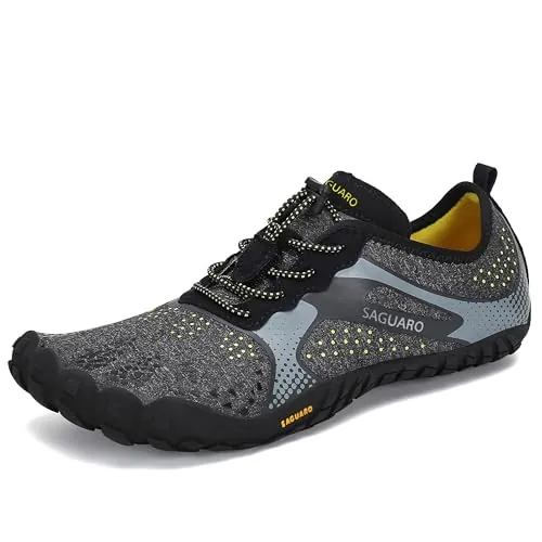 SAGUARO Hombre Mujer Zapatillas Barefoot Minimalistas Calzado de Training Ligeras Cmodas para Caminar Senderismo Ciclismo Trail Running Trekking Playa Agua, Cuervo Negro, 44 EU