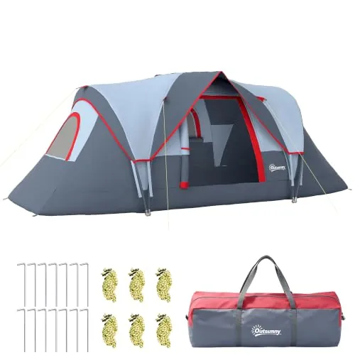 Outsunny Tienda de Campaña Familiar para 5 Personas 455x220x180 cm Gris