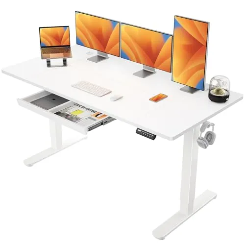 ErGear Escritorio Elevable Eléctrico, 160x80 cm, Blanco