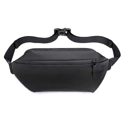 YISILINYX Riñonera Hombre Mujer,Riñonera con Bolsillos para Botella,4 Bolsillos Correa Ajustable para el Hombro Riñoneras Hombre Impermeable para Senderismo Ciclismo Running Viajar (Negro)