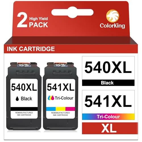 ColorKing Cartuchos PG-540XL CL-541XL Compatible para Canon 540 541 XL | Compatible para Pixma MX475 MX525 MG4250 MG3650s MG3650 MG3550 MG3250 MG3150 TS5150 TS5151 (1 Negro, 1 Tricolor)
